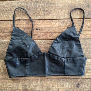 Forever 21 Black Faux Leather Crop Top